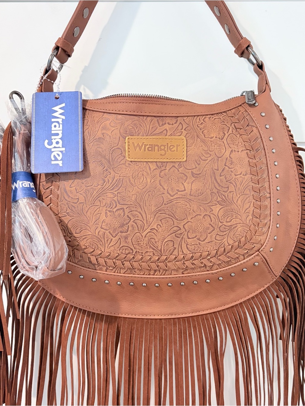 Wrangler Western Fringe Hobo Bag Glam Boho Coastal Cowgirl Festival Hippie - Picture 3 of 8
